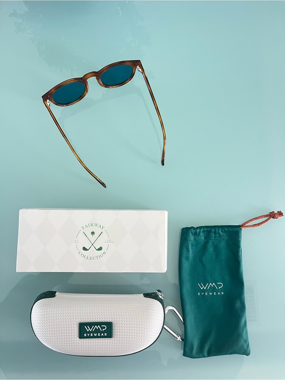 WMP Eyewear UNISEX Brown Frame Sunglasses with Teal Lenses